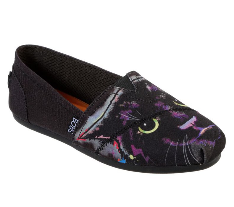 Skechers Dam Svarta Platta Skor - Bobs Plush - Paw-Fection Lucky - Sverige (TSJDB-7548)